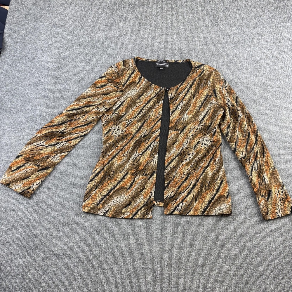 Elementz Blouse Womens Medium Brown Animal Print Velour Scoop Neck Top MFKF0023